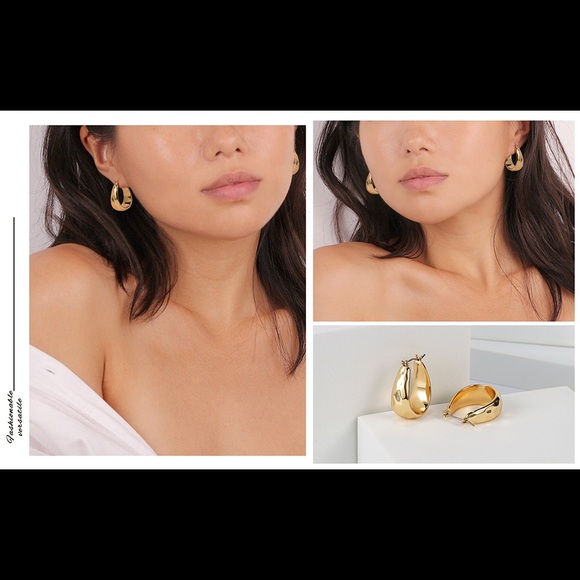 6 Pairs Gold Chunky Hoop Earrings set - Picture 2 of 11